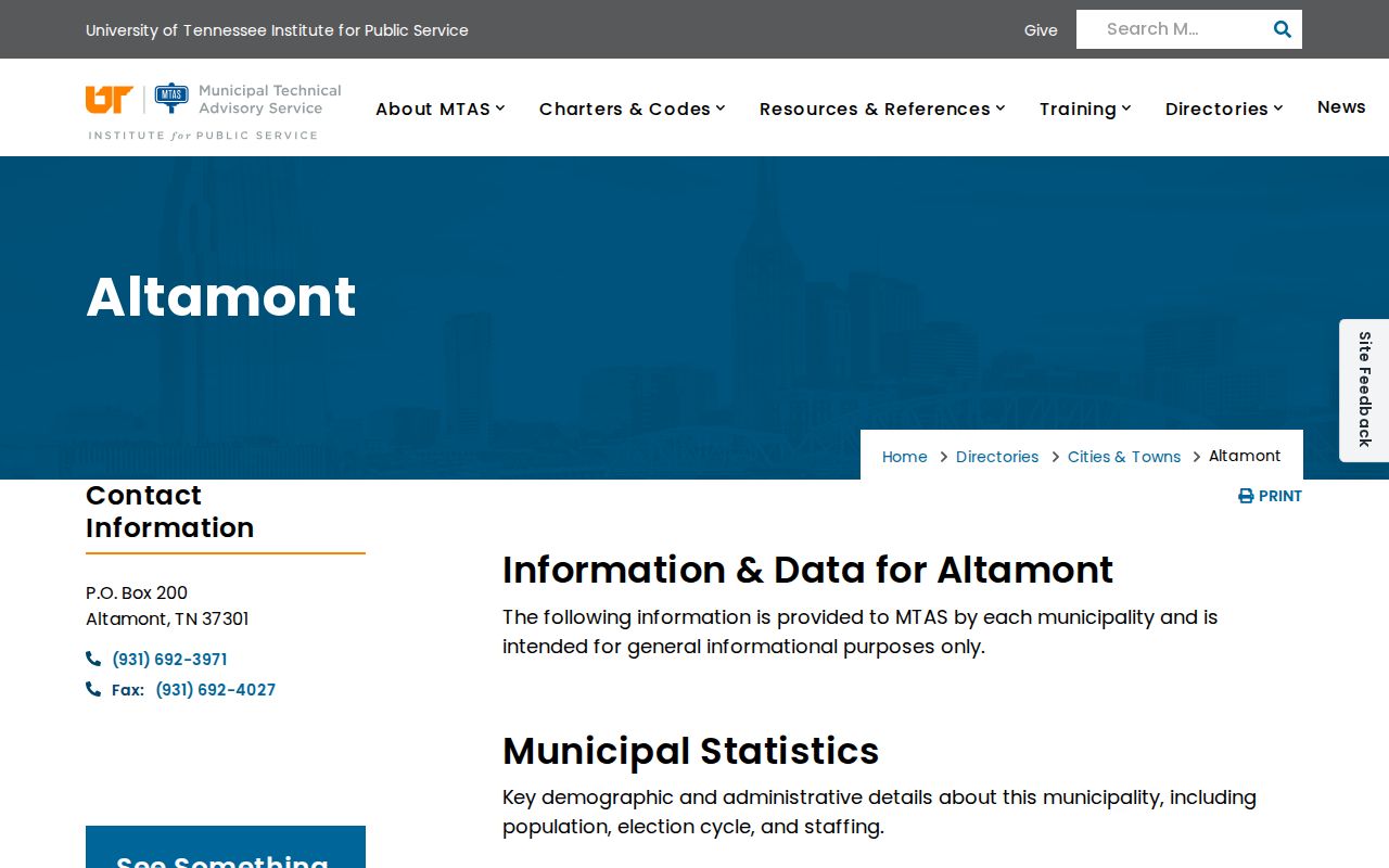 Altamont municipal profile with town office contact information