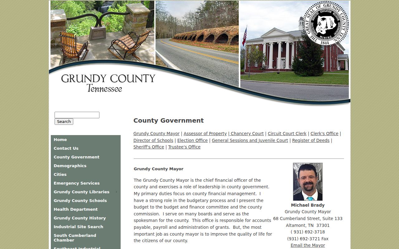 Grundy County official office directory showing court and clerk contacts